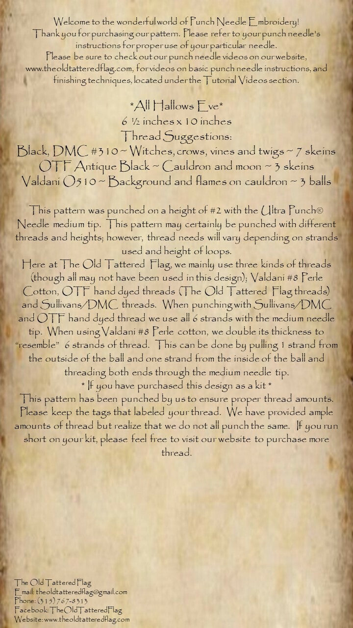 All Hallows Eve Punch Needle Pattern