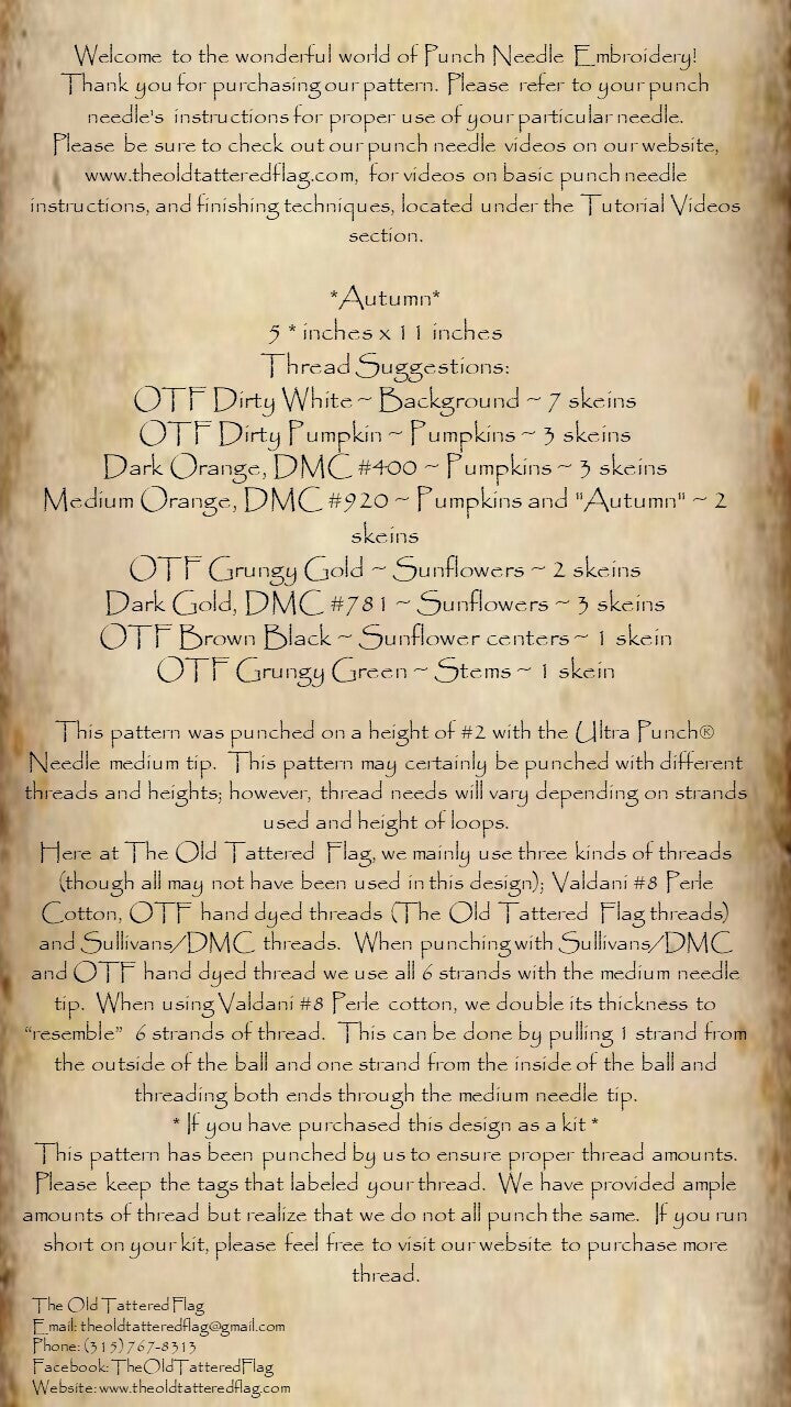 Autumn Punch Needle Pattern