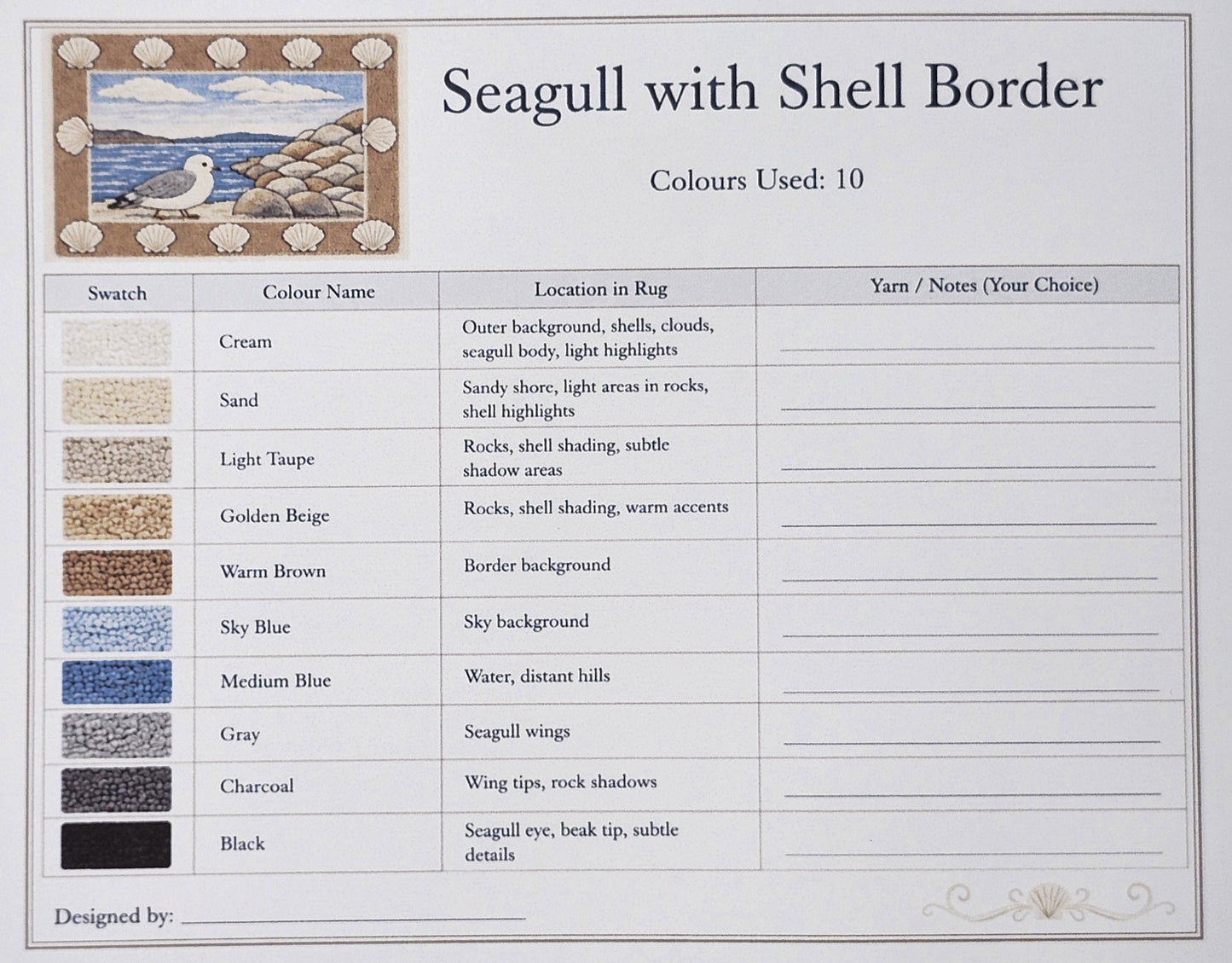 Seagull with Shell Border