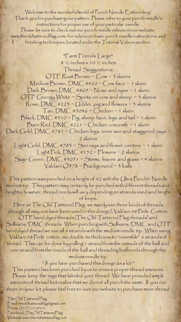 Farm Friends Large Punch Needle Pattern